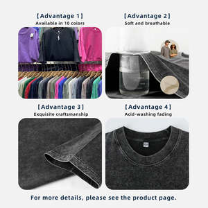 Camiseta de Algodón Estampada, Corta, Cuadrada, Estilo Desgastado a Mano, 230g, Vintage, para Hombre y Mujer, al por Mayor - Product Image 2