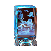 3D intagliato UV stampa Laser inciso cubo di cristallo LED luce Base decorazione per la casa Business regalo angelo tema per san valentino