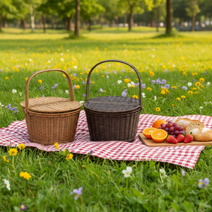 <span class=keywords><strong>Panier</strong></span> de rangement en rotin plastique de haute qualité à prix abordable pour aliments, fruits, pain, avec poignée, idéal pour les cadeaux de <span class=keywords><strong>Noël</strong></span> - Product Image 5
