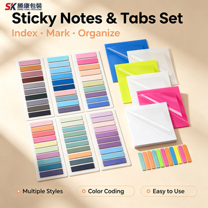 Ensemble de notes autocollantes et d'onglets SK, blocs-notes autocollants codés par couleur, marqueurs d'index, organisation multi-styles, faciles à utiliser - Product Image 1