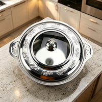 Plat de service rond en acier inoxydable avec couvercle gaufré pour buffet, chauffe-plats pour hôtels, restaurants et traiteurs