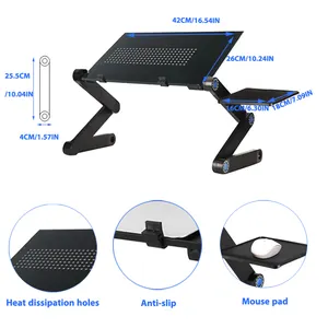 Ayarlanabilir taşınabilir alüminyum alaşım laptop standı katlanabilir metal dizüstü bilgisayar masası tutucu dizüstü masa desteği yatak