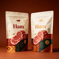 Sachet d'emballage alimentaire personnalisé imprimé pour viande séchée (porc, bœuf) avec fenêtre, fermeture éclair et fond plat, en plastique et feuille métallisée, 200g, 300g, 500g