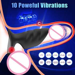 2025 vente chaude 10 fréquence vibrant Silicone pénis anneau d'armement jouets sexuels pour adultes pour mâle retarder l'éjaculation <span class=keywords><strong>anneaux</strong></span> de pénis chauds - Product Image 2