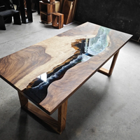 Table de salle à manger en bois de noyer massif, fabrication directe d'usine de meubles pour la maison, table de cuisine, table en résine époxy