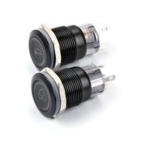 12V 5A 19MM métal klaxon interrupteur haut-parleur bouton lumineux momentané Led illuminé interrupteurs à bouton poussoir pour bateau marin