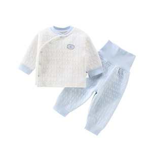 Ensemble de sous-vêtements thermiques pour bébé, manches longues, épaissi, couleur unie, pur coton, taille haute, protection du ventre, deux pièces, automne-hiver - Product Image 5