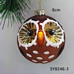 Adorno Colgante de Cristal de 8cm para Interiores, con Diseño de Bola de Búho, Hecho a Mano, Pintado a Mano, Color Personalizado, para Navidad - Product Image 5