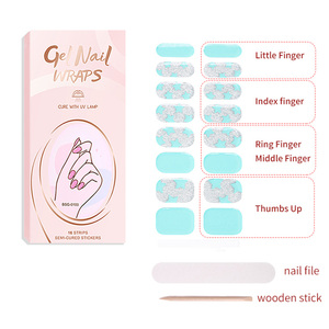 16 Tiras de Esmalte de Uñas en Gel Semi-Curado UV de Larga Duración, Diseño Nebulosa, No Tóxico, Resistente al Agua, Uñas de Gel Artificiales - Product Image 6