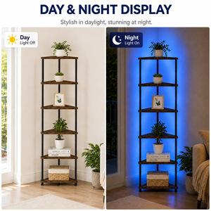 <b>Corner</b> <b>Storage</b> Cabinet 6 Tier Triangular Shelving <b>Unit</b> For Living Room Bedroom Vertical Space Saving Display Rack - Product Image 4