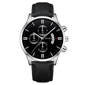 New men's watch three-eye six-hand leather strap date <b>wristwatch</b> - Product Image 2