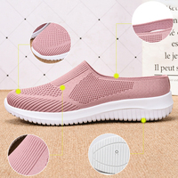 XRH En gros : Chaussons en maille tricotée, Chaussures plates style marche roses, Chaussures décontractées à enfiler violettes, avec logo personnalisé, pour femmes et mères