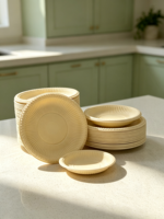 Assiette ronde jetable de 9 pouces et 10 pouces, de qualité alimentaire, résistante, écologique, pour anniversaire, mariage, fête, pique-nique, collation, bol en amidon de maïs