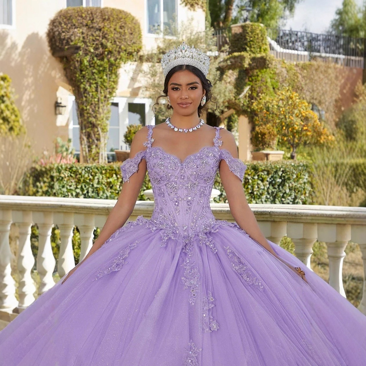 purple quinceanera dresses with straps Beaded Lilac Quinceanera Dress by Ragazza D64-564