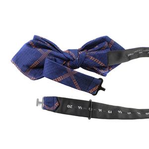 <span class=keywords><strong>Chanming</strong></span> banquete diamante puntiagudo Pretied ajustable 100% seda tejido azul oscuro naranja Plaid hombre deportes moda pajarita para hombres - Product Image 6