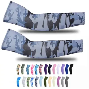 Wholesale Cheap Custom Logo Printed Men Camouflage Sun Protection Ice Silk Cooling Arm Sleeves In Cycling Wear Outdoor Sports