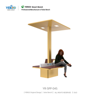 Banc solaire multifonctionnel moderne en acier inoxydable de haute qualité avec chargement USB sans fil, haut-parleur Bluetooth et Wi-Fi pour centres commerciaux et hôpitaux