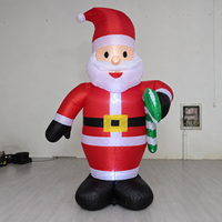 Père Noël gonflable avec canne à sucre et lumière LED intégrée, en tissu Oxford, pour décoration de jardin extérieur, Noël et fêtes