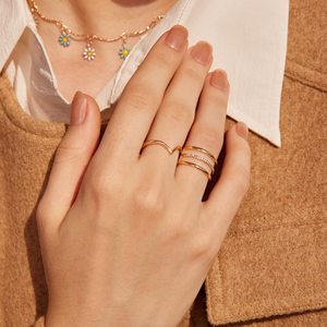 Zhongzhe V Hình Rắn Vòng Kích Thước 4-10 Stackable Vòng Eternity Ban Nhạc Mạ Vàng Làm xỉn Miễn Phí Thép Không Gỉ Nhẫn - Product Image 2