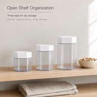 Conteneur de rangement pour collations et noix, pot en plastique hexagonal PET vide, 180 ml, 215 ml, 360 ml avec couvercle