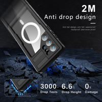 Étui de téléphone SHELLBOX à l'aspect élégant, durable, résistant aux chutes, avec aspiration magnétique sans fil, étanche IP68 pour Samsung S24Ultra