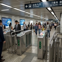 Barrera de Acceso Abatible de Acero Inoxidable 304 con Control de Acceso por RFID, Código QR y Reconocimiento Facial, 35 Personas/min, IP65, para Metro y Turismo