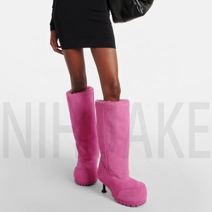 Nuovi <span class=keywords><strong>stivali</strong></span> <span class=keywords><strong>bianchi</strong></span> rosa caldo da donna <span class=keywords><strong>stivali</strong></span> al ginocchio in pelle scamosciata rosa Designer rosa - Product Image 3