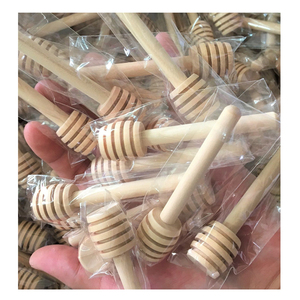 100 Pcs/<span class=keywords><strong>Lot</strong></span> 8cm Long manche bois miel bâton barre pratique miel mélange bâton pot cuillère fournitures pour café lait thé cuisine outil - Product Image 2
