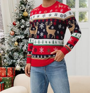 <span class=keywords><strong>Pull</strong></span> de Noël moche pour homme 100 % coton tricoté, motif renne et flocon de neige personnalisé, manches longues, pour les fêtes de fin d'année, fabrication OEM B2B - Product Image 6