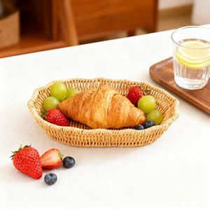 ตะกร้าผลไม้หวายรูปไข่ ขนาดกลาง ถาดเก็บของรักษ์โลก สำหรับขนมปัง ของว่าง ตกแต่งบ้าน ห้องครัว ห้องนั่งเล่น - Product Image 1