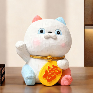 Lucky Cat Resin Figurine Animal Shape Home Decoration Artistic Craft for Living Room Entryway Decor - Product Image 3
