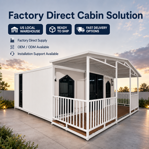 Casa Prefabricada Moderna de Paneles Sándwich Blancos con Porche, Diseño Rectangular para Uso en Villas, Fácil Instalación - Product Image 1