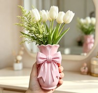 Vase décoratif multifonctionnel en forme de nœud imprimé en 3D, support à fleurs, porte-stylo, boîte de rangement, décoration de chambre mignonne et féminine, cadeau pour la maison