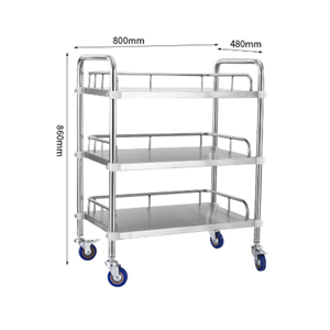 저렴한 가격의 스테인리스 응급 치료 트롤리 병원 카트 바퀴 포함 - Product Image 5