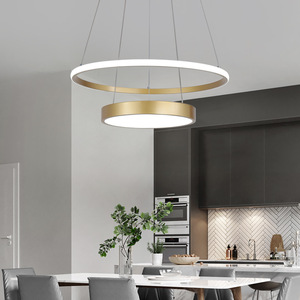 Modern Gold Stainless Steel Pendant Light LED 3500K Warm White E26 Dimmable Adjustable Height Gold Finish 5-Year <b>Chandelier</b> - Product Image 3
