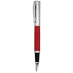 Pluma Estilográfica Cromada Roja con Punta de Acero Inoxidable, Juego de Plumas con Logotipo Grabado con Láser para Escritura, Uso por Estudiantes de Finanzas, Hecha de Acero Metálico - Product Image 1