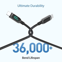 Cable USB C con Pantalla Digital de 100W 240W, Cable de Datos Tipo C a Tipo C con Carga Rápida PD para Laptop y Smartphone