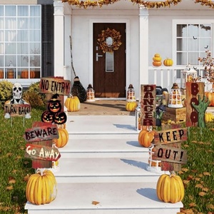 Décorations de fête à thème Halloween effrayant : Piquets de signalisation effrayants pour trottoir, en PP, découpés à la main, pour jardin et cour - Product Image 3