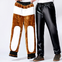 Preisgünstige Winter-Fleece-Hosen mit PU-Leder und Goldvelours-Futter, Winddicht und Wasserdicht, Arbeitskleidung für Arbeiter