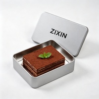 Boîte alimentaire rectangulaire en métal avec couvercle pour gâteaux, biscuits, desserts, pâtisseries, emballage cadeau à emporter, cafés et événements