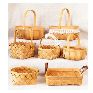 Canastas de madera cestino regalo in legno cesto di mele in legno cestino rotondo con trucioli di legno con manico