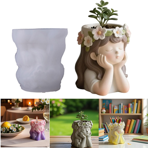 Molde de silicona DIY para velas con diseño floral de niña, molde para adornos de plantas suculentas en maceta, herramienta para velas aromáticas hechas a mano - Product Image 3