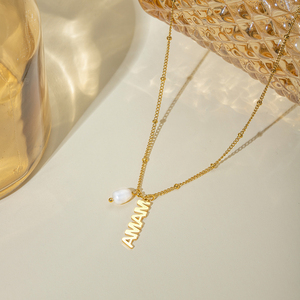 Collar con Colgante de Perla de Agua Dulce y Letra <span class=keywords><strong>MAMA</strong></span> Chapado en Oro de 18K de Acero Inoxidable para el <span class=keywords><strong>D</strong></span>ía de la Madre, 40+5cm, J&<span class=keywords><strong>D</strong></span> - Product Image 3