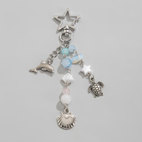 Océan Charmes Porte-clés Tortue Dauphin Coquillages Perles Perles amour Coeur Pendentif Porte-clés Cauris Coquillage Porte-clés Bijoux Accessoires