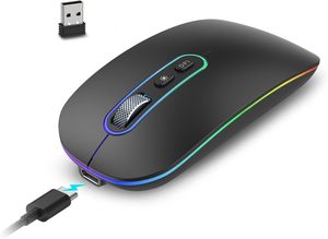 Prezzo di fabbrica ricaricabile 8D LED Rgb Mouse BT 2.4Ghz Wireless verticale Mouse Multi dispositivi - Product Image 2