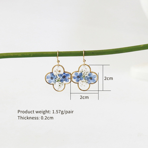 Orecchini Pendenti Personalizzabili in Resina Argentata, Gioielli in Resina con Design a Fiori Secchi con Fiore Non ti Scordar di Me, Gioielli ODM - Product Image 3