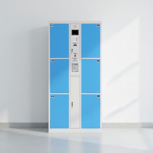 <span class=keywords><strong>Casier</strong></span> électronique intelligent à 6 portes avec construction métallique à montage au sol portable, conception assemblée pour supermarché - Product Image 1