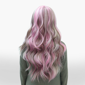 <span class=keywords><strong>Parrucca</strong></span> Sintetica con Frontale in Pizzo, Alta Densità 250%, <span class=keywords><strong>Lunga</strong></span>, <span class=keywords><strong>Rosa</strong></span>, con Attaccatura Naturale - Product Image 2