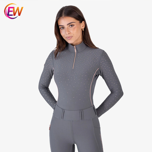 Completo da Equitazione Donna Dongguan EW: Pantaloni da Equitazione Grigio Fumo con Seduta Integrale in Silicone e Top a Maniche Lunghe - Abbigliamento per Equitazione - Product Image 4