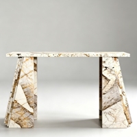 Table console de luxe en marbre naturel avec pieds trapézoïdaux, table d'entrée pour villa, hôtel, décoration intérieure